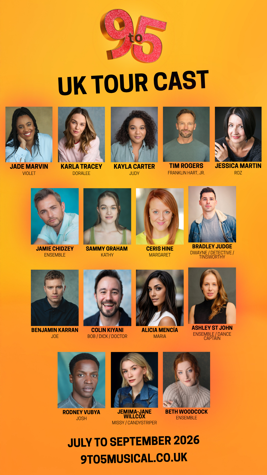 9 to 5 The Musical UK tour cast
